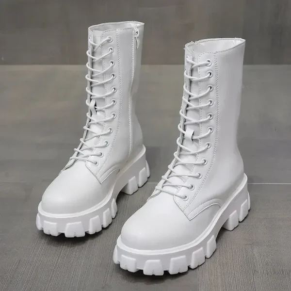 Winter Shoes Women White Boots Autumn Fashion PU Leather Platform Gothic Boots - Image 2