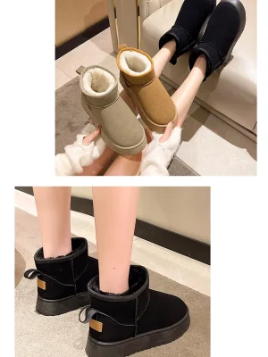 Women Short Plush Warm Snow Boots Casual Shoes New Suede Fur Chelsea Ankle Boots