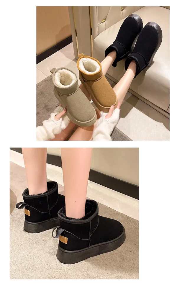 Women Short Plush Warm Snow Boots Casual Shoes New Suede Fur Chelsea Ankle Boots