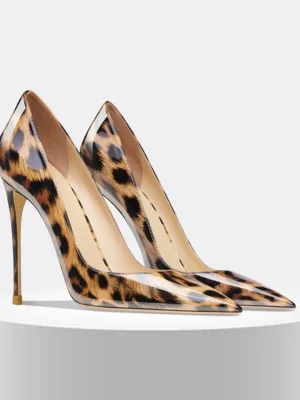 Fashion Slim High Heel Shoes Shallow Mouth Leopard High Heel Single Shoes Sexy Versatile Women’s Shoes