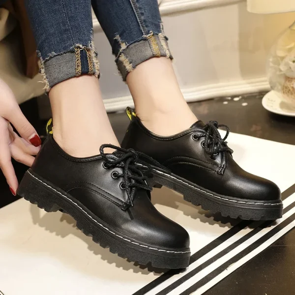 Classics Leather Platform Loafers Woman 2024 British Style Thick Heels Oxfords Shoes Women - Image 2