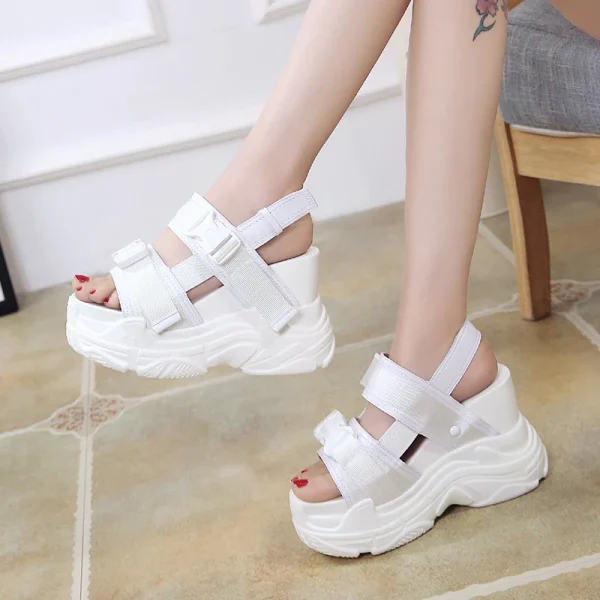 Sandals Women 2024 High Heels Sexy Open-toed Sandals Wedge Increased Shoes - Image 3