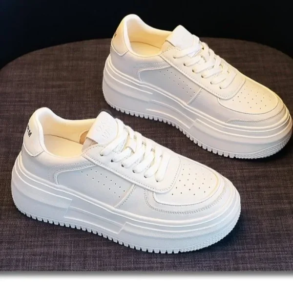 Leather Women's White Casual Woman Vulcanize Sneakers Breathable Sport - Image 2