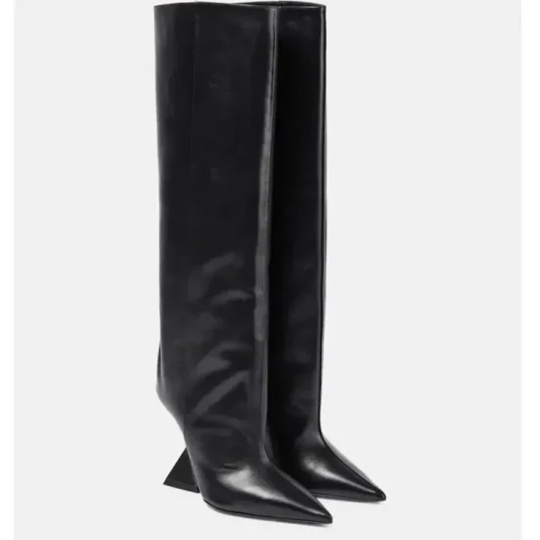 Women's Knee Length Boots Fashion Pointed Shaped High Heels Women's Large Sleeve Boots - Image 4