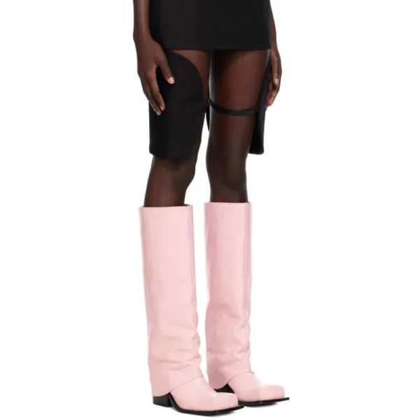 Women's Thick Bottom Low Heel Knee Boots Fashionable Square Head Knight Boots Medium Leg Skirt Boots - Image 14