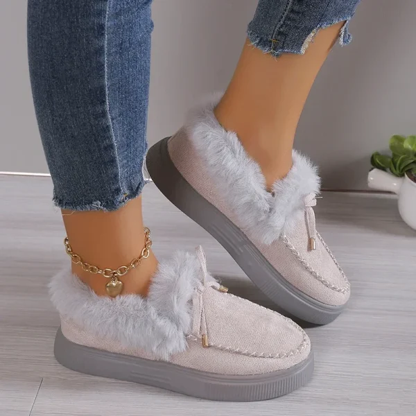 Women Winter Boots Warm Plush Velvet Ankle Snow Boots Lace Up Soft Winter Sneakers - Image 5