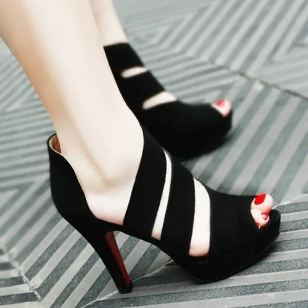 Women's Sandals, Hollow Lace Breathable Casual High Heels 9cm Women's Shoes - Image 2