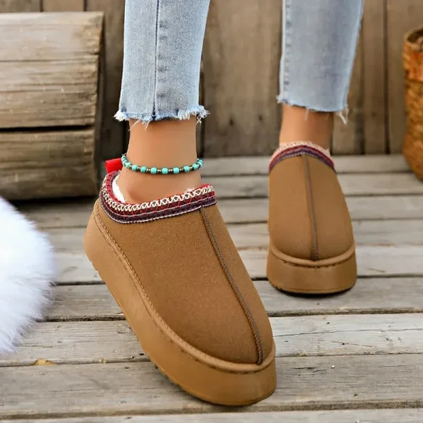 Women's Wool Slippers Warm Platform Wool Low-top Snow Boots Slippers Women's Outdoor - Image 2