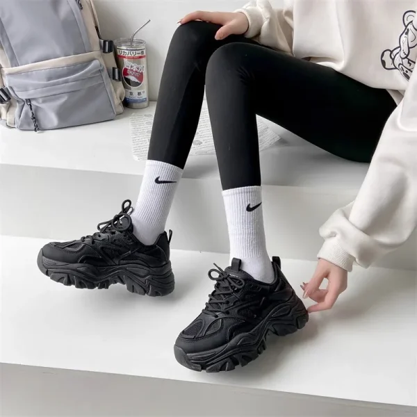 Women New Fashion Platform Sport Shoes Women Summer Black Casual Chunky Sneakers - Image 10