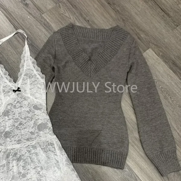 Basic Vest Streetwear Slim Knitted Sweater Tops - Image 3