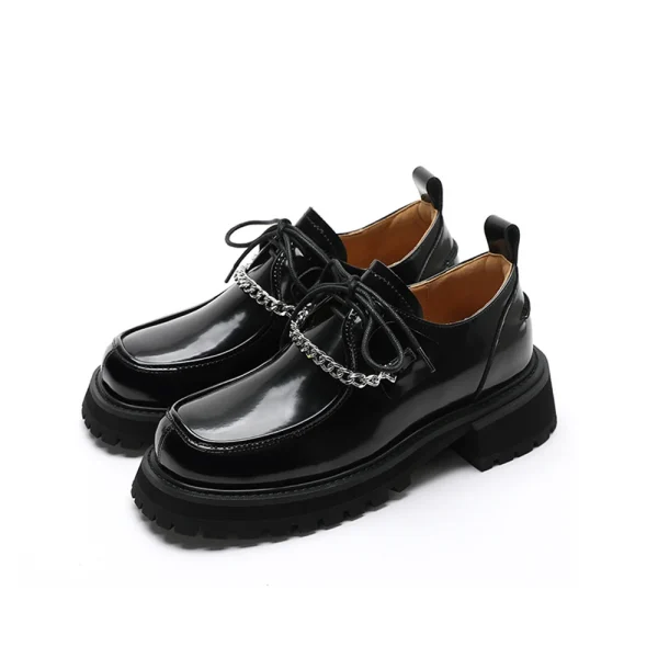 Women Platform Shoes Spring New Black Thick-soled Ladies Sneakers Genuine Leather - Image 2