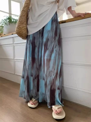 Boho Beach Vintage Long Skirts Women Printed A-line Female Elegant Skirt