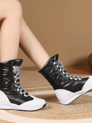 Leather Snow Boots Women’s New Tarpaulin Women’s Boots Winter Cotton Shoes