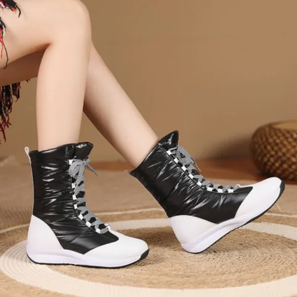 Leather Snow Boots Women's New Tarpaulin Women's Boots Winter Cotton Shoes