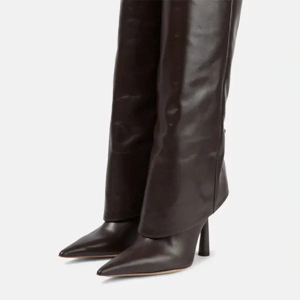 Women's New Knee Length Boots Fashion Pointed Thin High Heel Trouser Sleeve Boots - Image 13