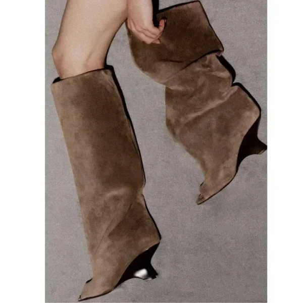 High Heels Knee Length Boots Fashionable and Versatile Fashion Show Large Size Boots - Image 7