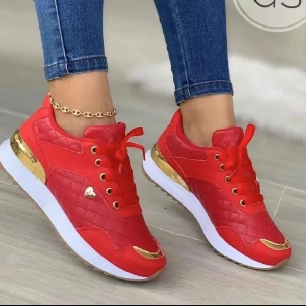 Women's Mesh Sneakers Patchwork Lace Up Flat Shoes for Women Lightweight - Image 3