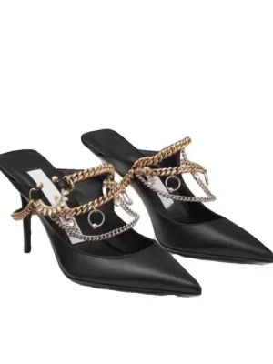 Women’s Summer New Chain High Heel Sandals Fashion Pointed Thin High Heels Sexy Outdoor