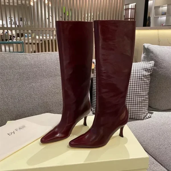 Pointed High-heeled Knee High Boots, Fashionable and Sexy Women's Knight Mid Length Boots - Image 6