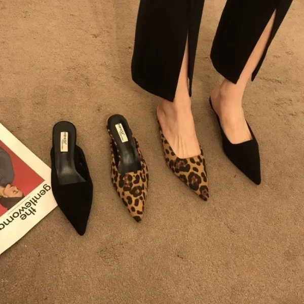 Pointed Toe Mules Fashion Leopard Print Women Slippers Casual Women's Shoes Women