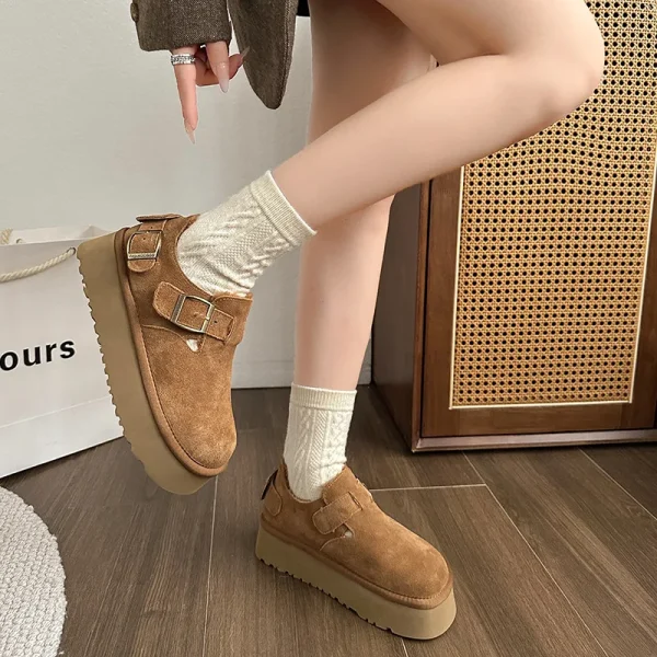 Woman Shoe Autumn Round Toe Clogs Platform Female Footwear Winter Fall Creepers - Image 3