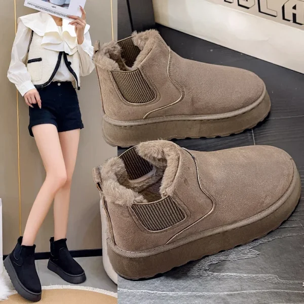 Winter Women Snow Boots Plush Warm Non Slip Waterproof Ladies Flats Sneakers - Image 2