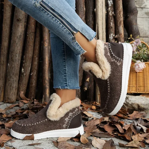 Winter Flats Women Snow Ankle Boots Short Plush Cotton Shoes Winter Designer Warm Casual Shoes - Image 4