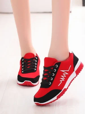 Shoes Woman Mesh Women Shoes Luxury Designers Lace-Up Red Black Women Sneakers