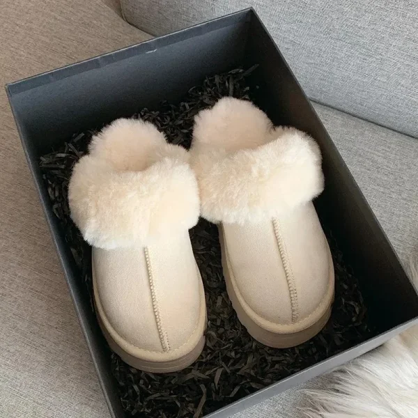 Fur Slippers Women Winter Plush Sandals Luxury Slip on Platform Slides Female - Image 2