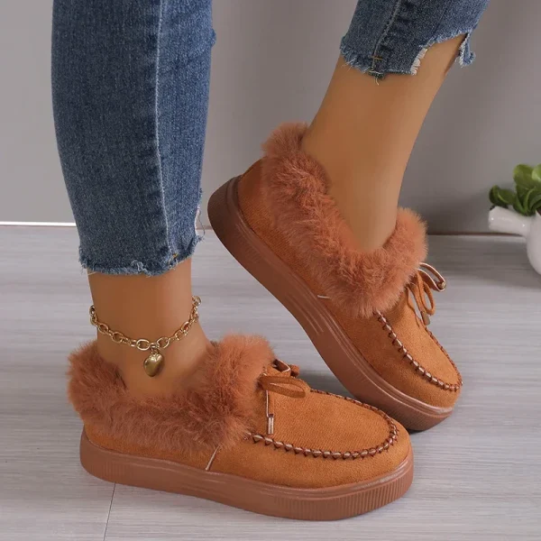 Women Winter Boots Warm Plush Velvet Ankle Snow Boots Lace Up Soft Winter Sneakers - Image 2