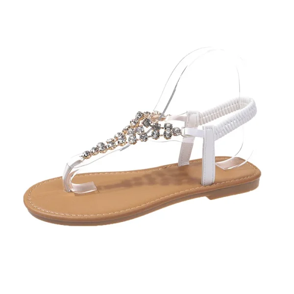 Summer New Flat Transparent Rhinestones Pin toe Women's Sandals - Image 6