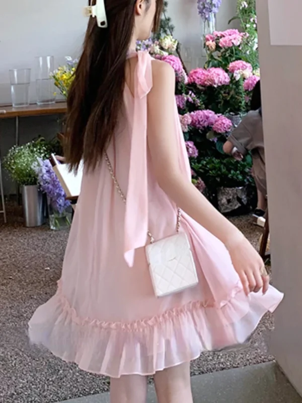 Sweet Pink Y2k Mini Dress Party Women Casual Sleeveless Elegant Dress - Image 10