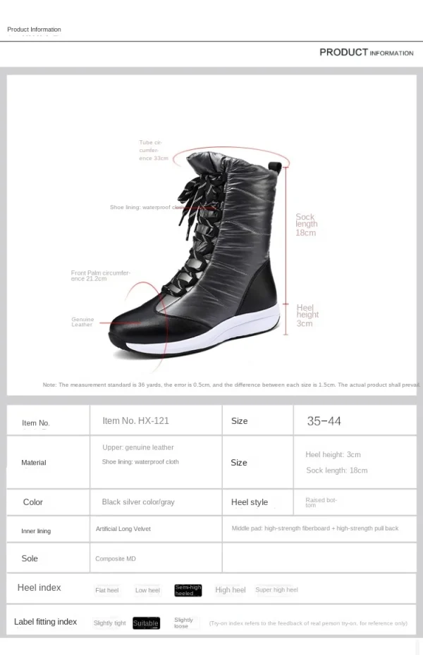 Leather Snow Boots Women's New Tarpaulin Women's Boots Winter Cotton Shoes - Image 8