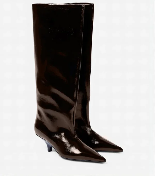 Heel Pointed Knee Length Boots Fashion Black Brown Medium Tube Large Women's Knight Boots - Image 4