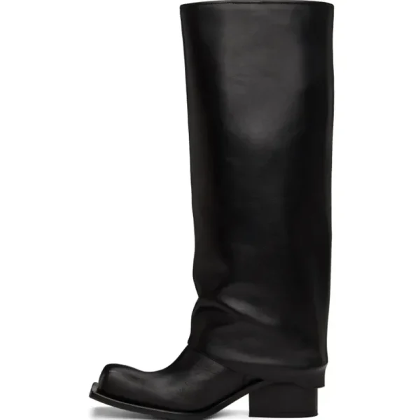 Trouser Boots Square Head Sleeve Thick High Heel Mid Sleeve Boots Large Knee Long Boots - Image 2