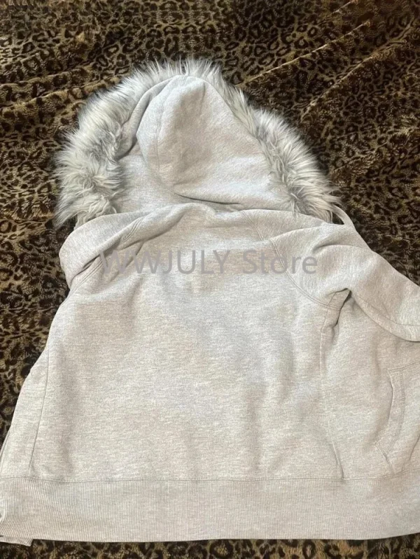 Sweatshirts Coat Women's Clothing Furry Hooded Zip Up - Image 4