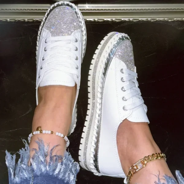 Women Shiny Rhinestones Shoes Four Seasons Casual Sneakers Women Stylish Sport Shoes - Image 4