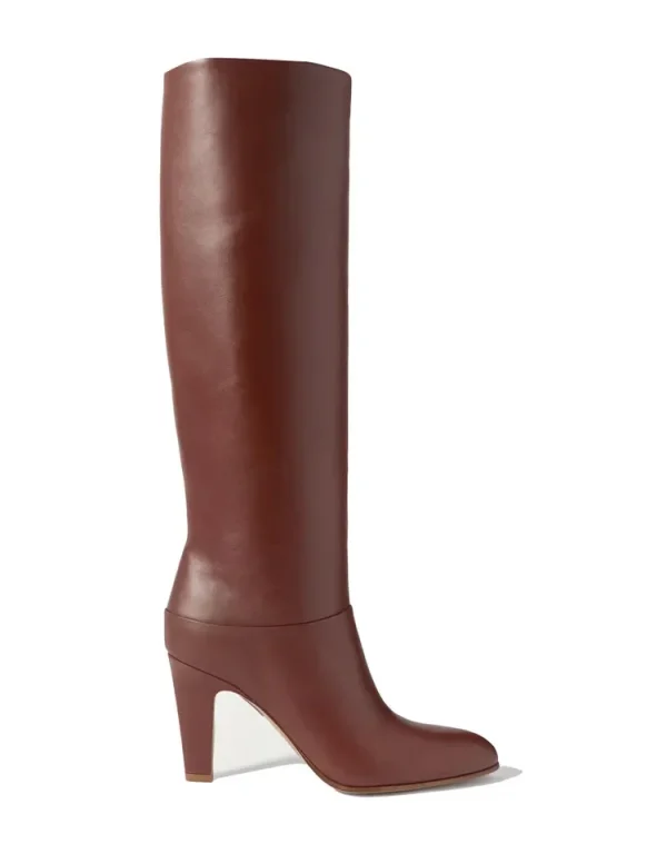 Winter Knee Length Boots, Round Toe Fashionable Leather Slim Fit High Heels