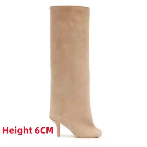 Heel Knee High Women's Boots Round Toe Fashionable Plus Size Women's Long Boots Knight Boots - Image 8