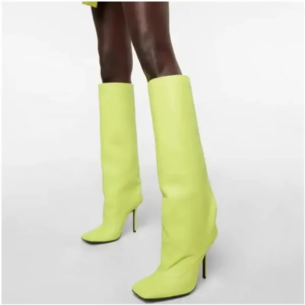 Knee Long Women's Boots Slender High Heel Sleeve Square Head Fashion Show Mid Sleeve Boots - Image 3