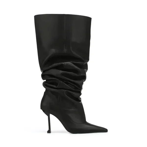 Pointed Big Cap Knee Length Boots Fashion Show Slender High Heel Sleeve Medium Cap Women's Boots - Image 7