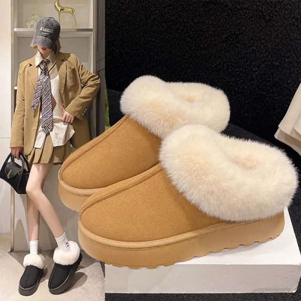 Faux Fur Winter Boots for Women 2024 Non Slip Plush Snow Boots Woman Thick Bottom Warm - Image 2