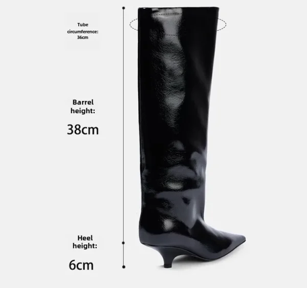 Heel Pointed Knee Length Boots Fashion Black Brown Medium Tube Large Women's Knight Boots - Image 10