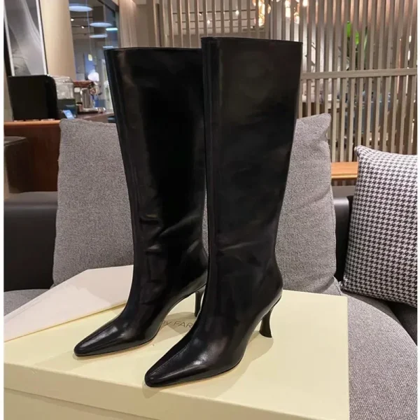 Pointed High-heeled Knee High Boots, Fashionable and Sexy Women's Knight Mid Length Boots - Image 2