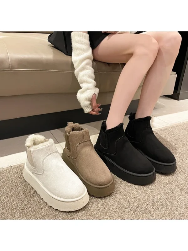 Winter Women Short Plush Warm Snow Boots Casual Shoes New Suede Fur - Image 2