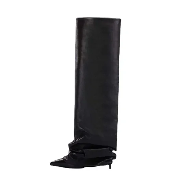 Fashion Slender Heels Knee Length Women's Boots Pointed Sleeve Skirt Boots Autumn - Image 2