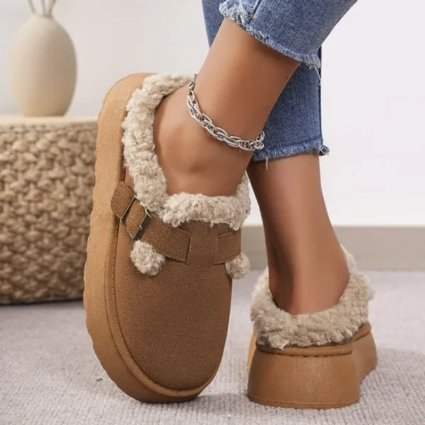 Women's Shoes Slip-on Women's Boots Winter Round Toe Solid Color Suede Plush Warm - Image 3