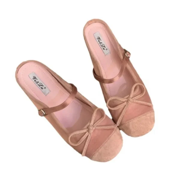 Women's Bow Toe Half Slippers Summer Non-Slip Inner Heightening Mary Jane Shoes - Image 6