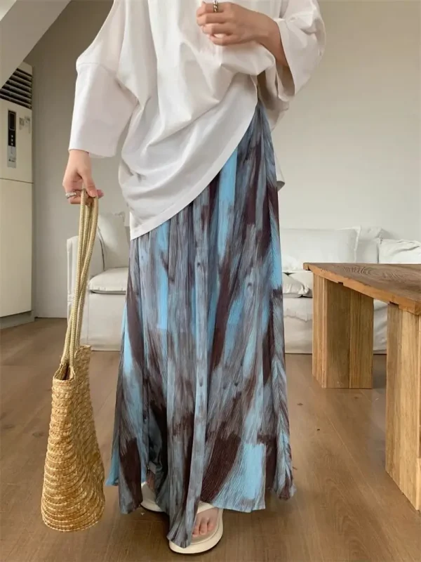 Boho Beach Vintage Long Skirts Women Printed A-line Female Elegant Skirt - Image 3