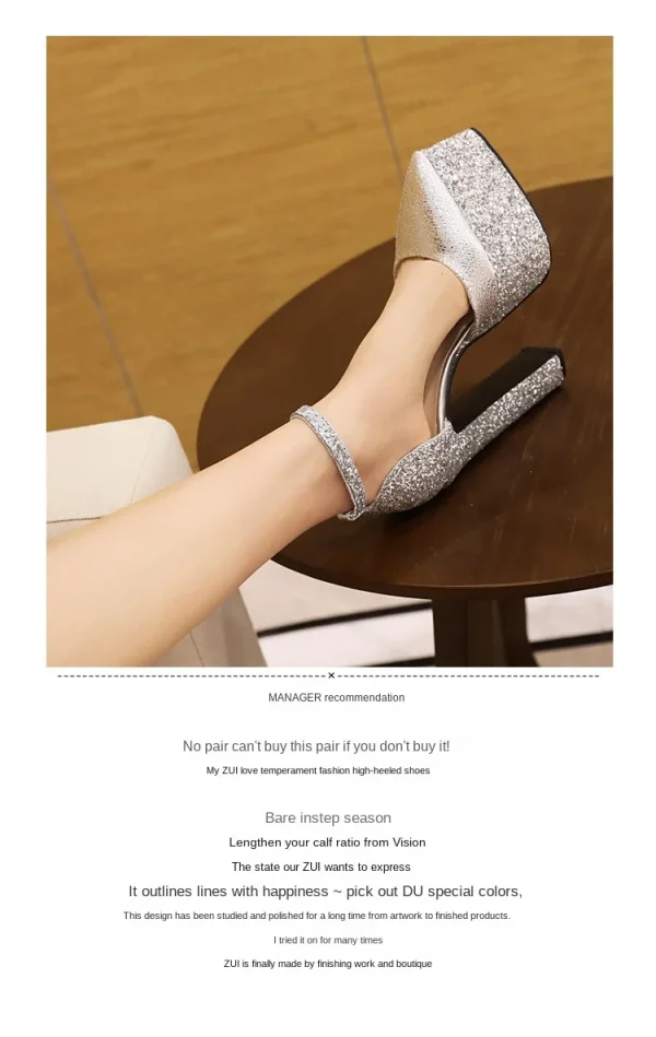 Women's High Heels Waterproof Platform Elegant Fashion Wedding Shoes Nightclub Party Banquet Shoes - Image 8